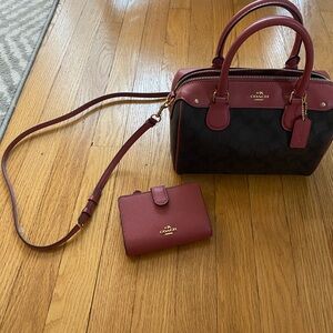 Coach Mini Bennet Satchel F58312 with Leather Medium Wallet with Zipper NWT